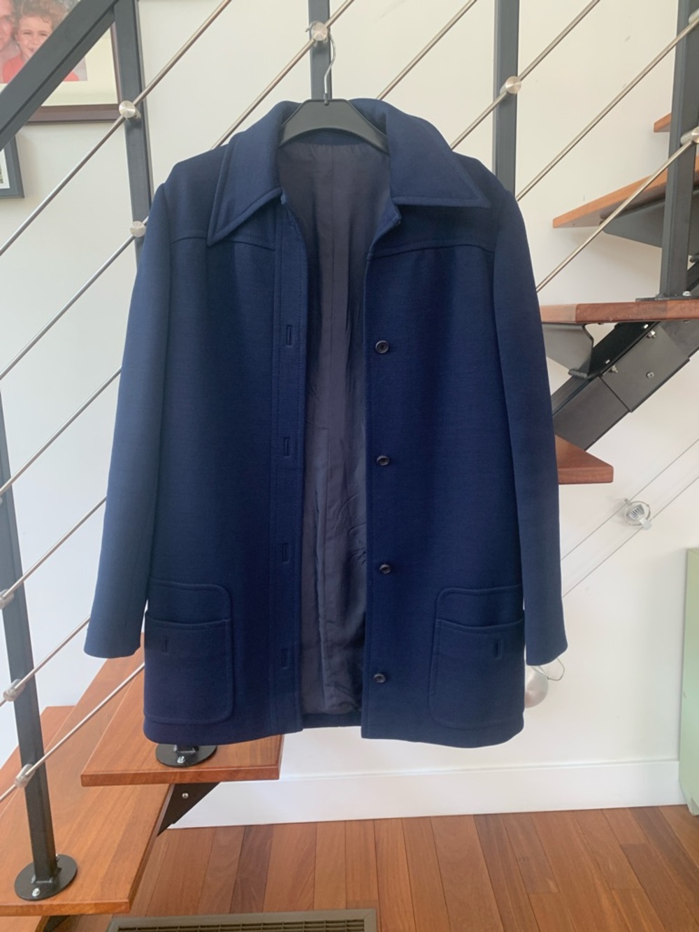 Vintage Women's Navy Wool-Blend Coat